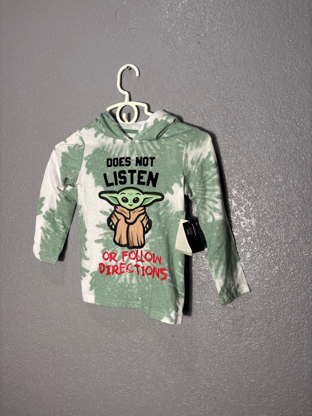 Kids Green Tie-Dye Hooded Tee with Character Graphic